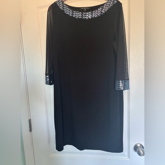 Nik and Nash Elegant Black Dress with Sequin Cuffs - Picture 1 of 5